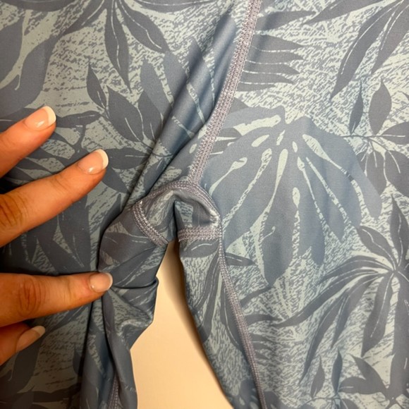 P'Tula Blue Palm Tree Leaves High Rise Leggings Size XS - Picture 4 of 9